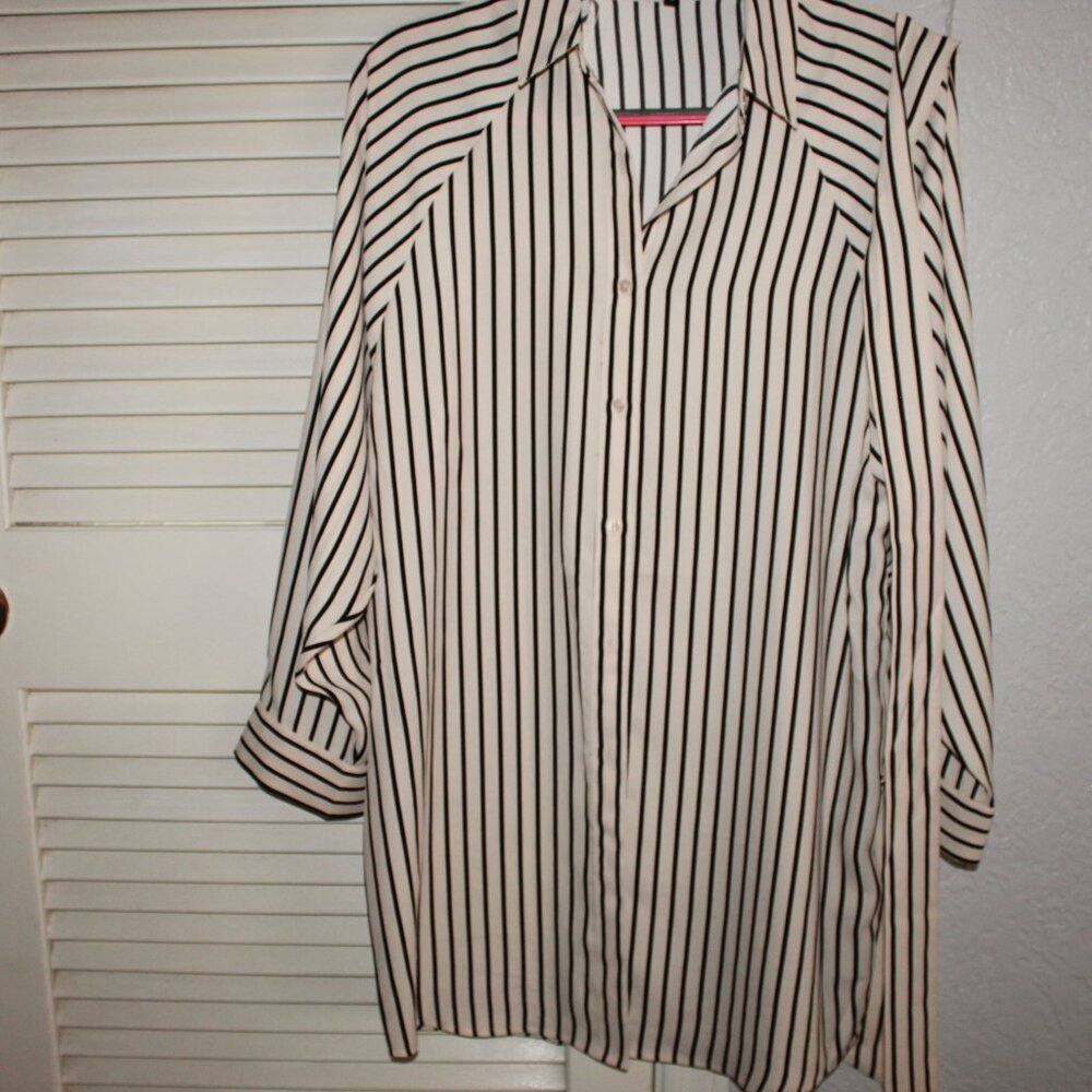 Express Striped Boyfriend Mini Portofino Women's Shirt Dress Cream Size XS - Picture 6 of 6